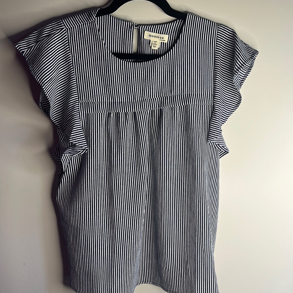 Blue and white blouse